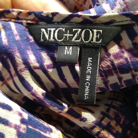 Nik +Zoe silk purple floaty silk blend tunic in pink purple white print medium - Picture 4 of 8